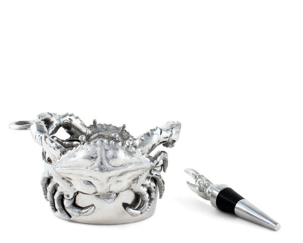Crab Wine Caddy and Stopper Set