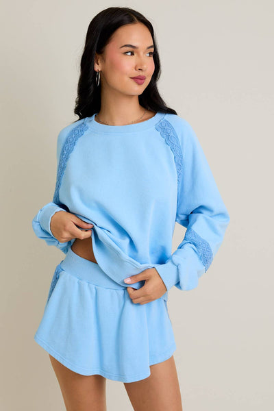 SWEATSHIRTS WITH LACE TRIM & SKORT WITH LACE TRIM