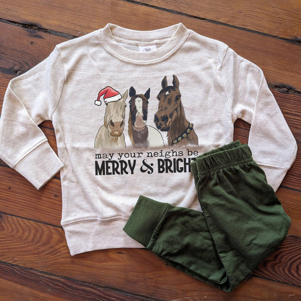 Neigh Horse Merry & Bright Country Christmas 2024 Kid Pajama