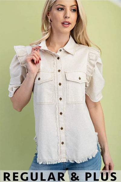 Linen Button Up Shirt Oatmeal