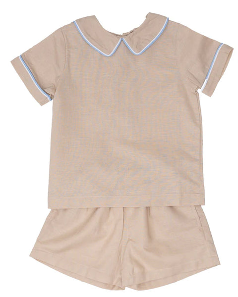 John SS Short Set Ecru Linen