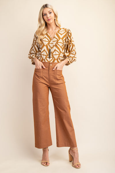 Ankle Cropped Pants Brown