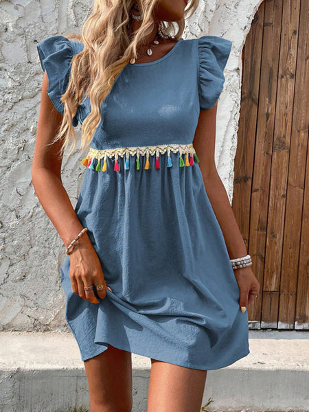 Lace Patchwork Backless Dress