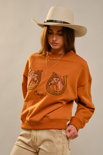 Horse Embroidered Sweatshirt - Little Jill & Co.