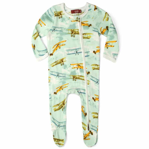 Planes Zip Footed Romper