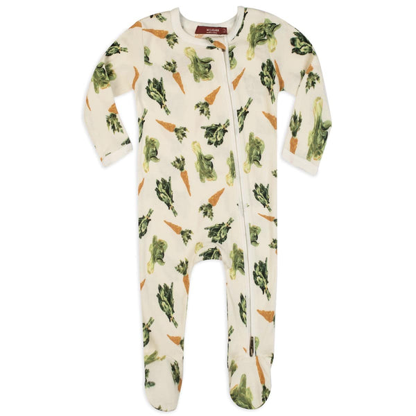 Fresh Veggies Zip Footed Romper