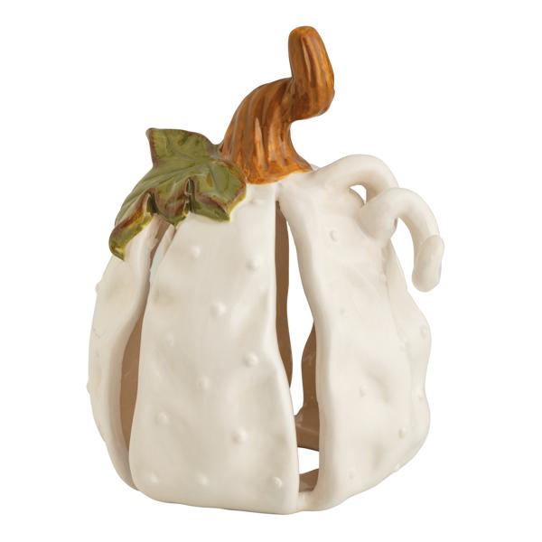 Large White Stoneware Pumpkin