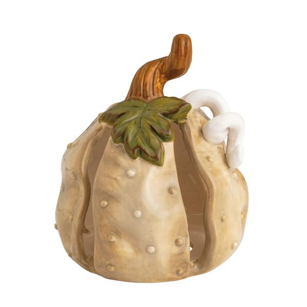 Medium Beige Stoneware Pumpkin