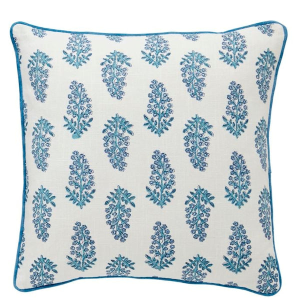 Dianthus Blue Block Print Pillow