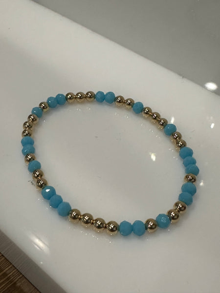 14K Gold Filled & Turquoise Crystal Bracelet