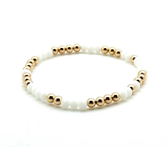 14K Gold Filled & White Crystal Bracelet