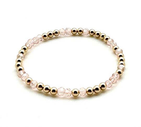 14K Gold Filled & Clear Pink Crystal Bracelet