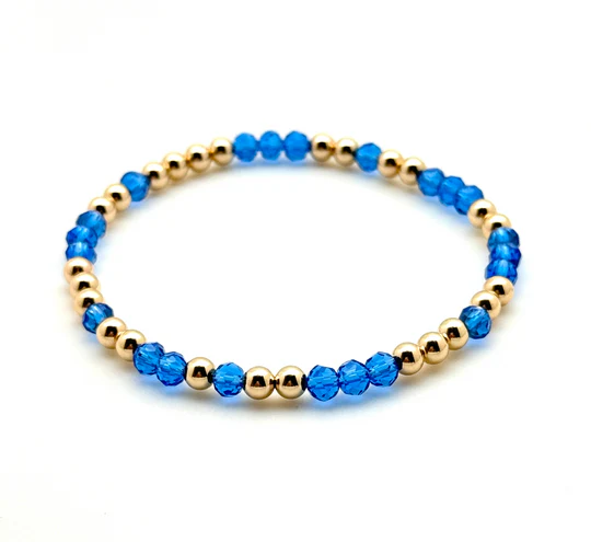14K Gold Filled & Royal Blue Crystal Bracelet