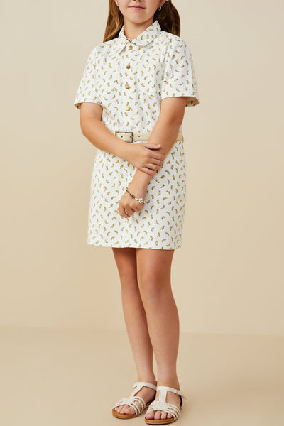 Ditsy Print Button Down Twill Dress