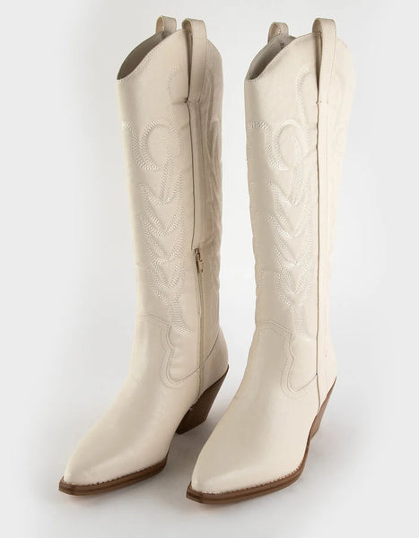 Dixie Tall Western Boots white