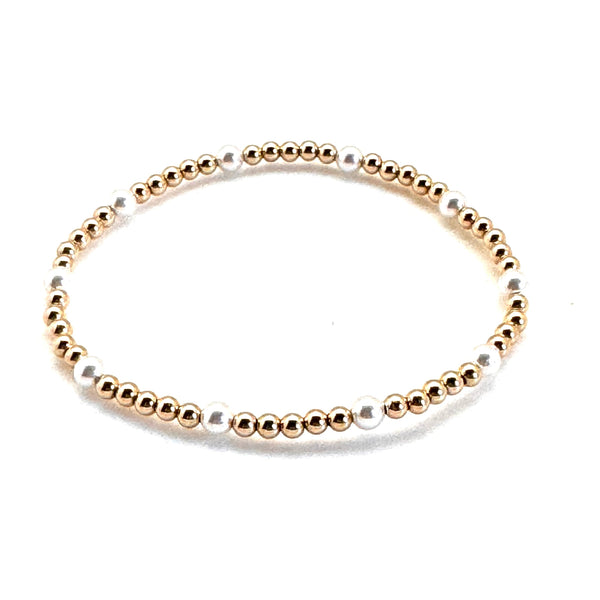 14K Gold Filled + Pearls Bracelet 3mm - Little Jill & Co.
