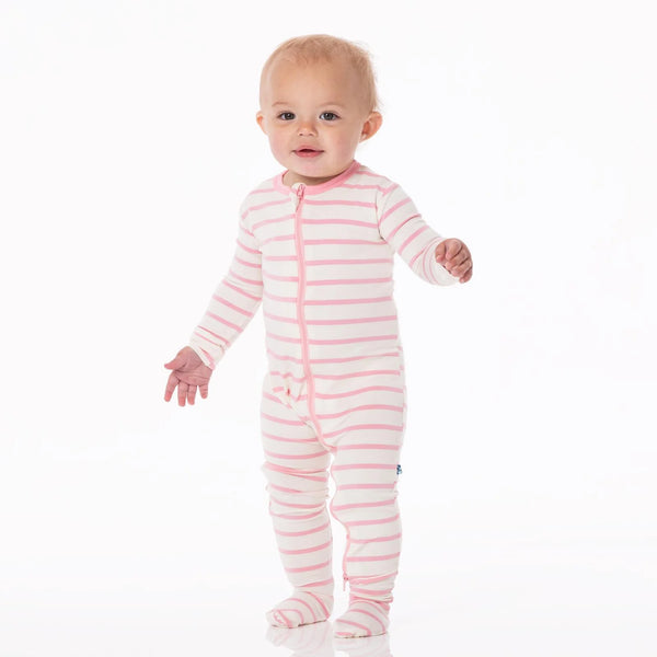 Print Footie 2Way Zipper Lotus Sweet Stripe