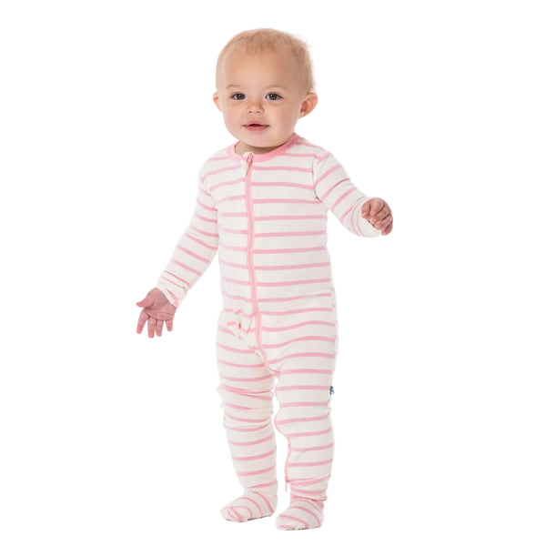 Print Footie 2Way Zipper Lotus Sweet Stripe