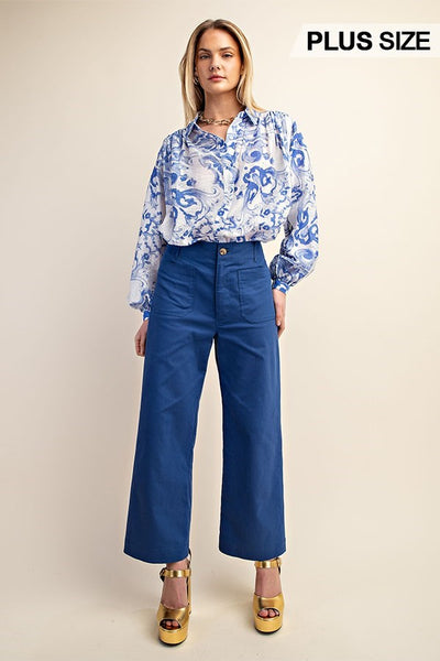 Ankle Cropped Pants Blue