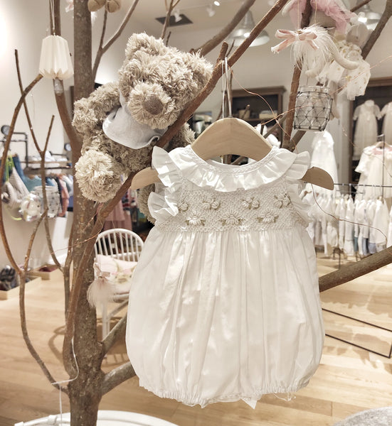Voile Smocked Romper Off-White