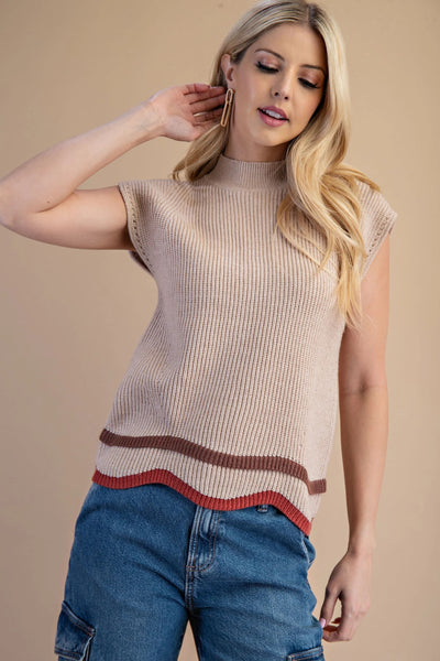 Mock Neck Knit Sweater Vest