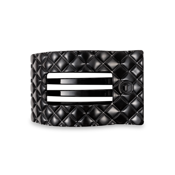 Flat Rectangle Hair Clip | Medium | Jet Black Quilted