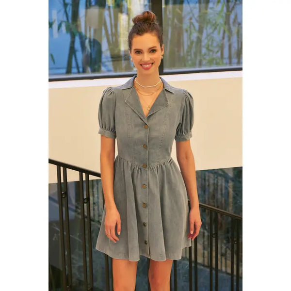 Washed Denim Mini Dress