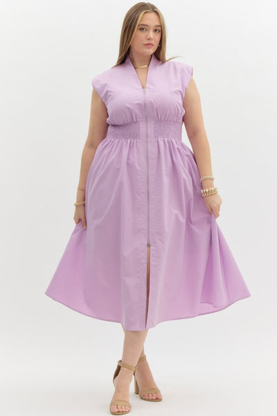 Solid Lavender V-neck Sleeveless Midi - Little Jill & Co.