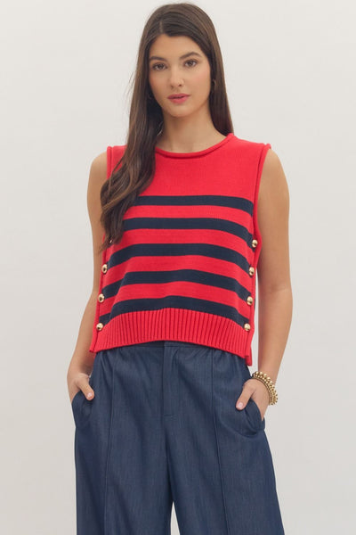 Striped Sleeveless Knit Top - Little Jill & Co.