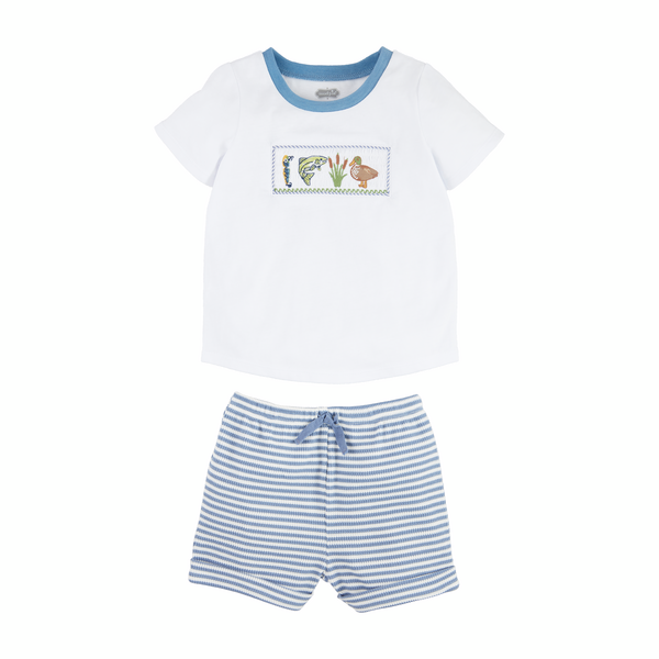 Fishing Smocked Tee Short Set