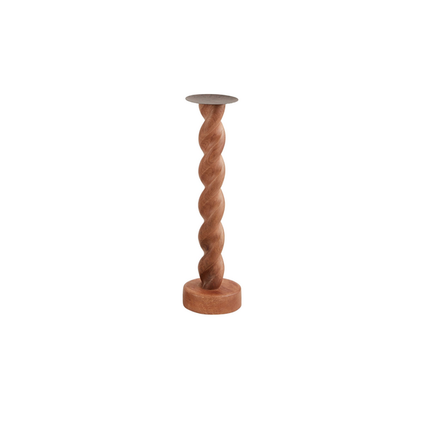 Small Twisted Wood Candlestick