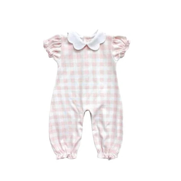 Vichy SS Collar Playsuit Pink