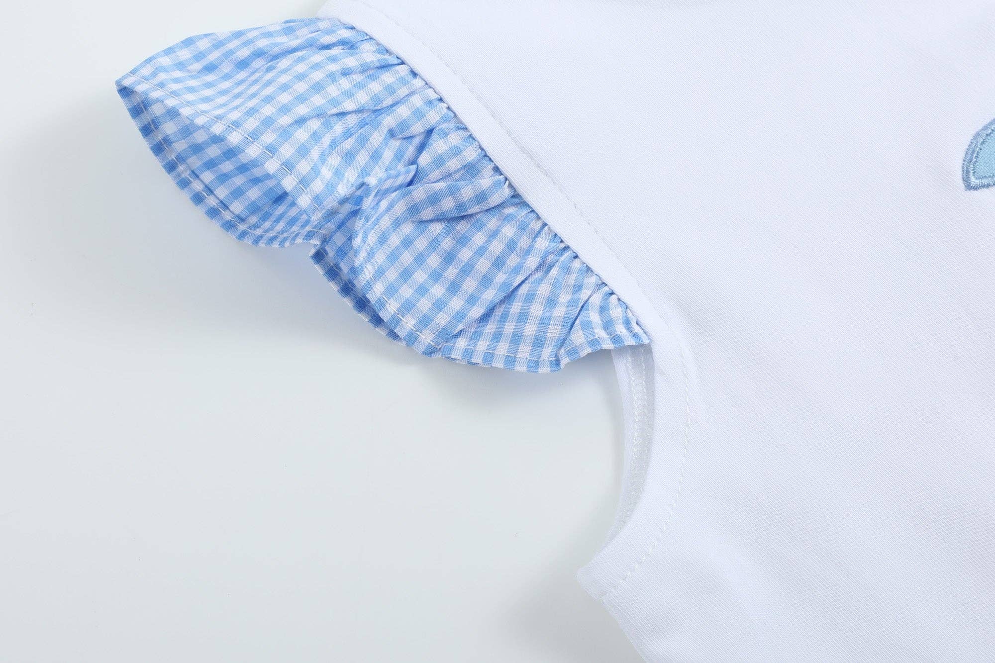 Girls Light Blue Gingham Golf Tee and Shorts 2pc Set