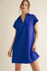 Royal Solid Dress with Open Collared Neck