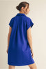 Royal Solid Dress with Open Collared Neck