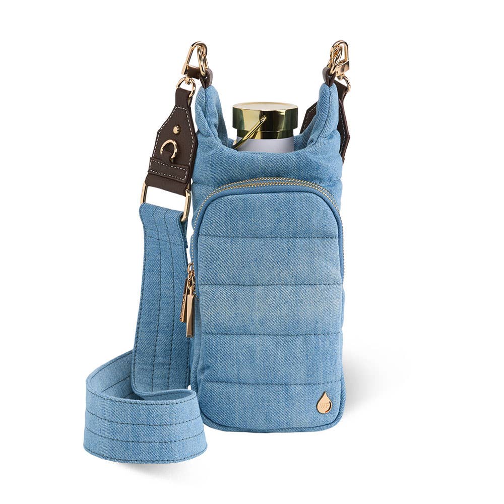 Light Denim HydroBag® with Gold Hardware and Denim overlaid Vegan Leather Strap - Little Jill & Co.