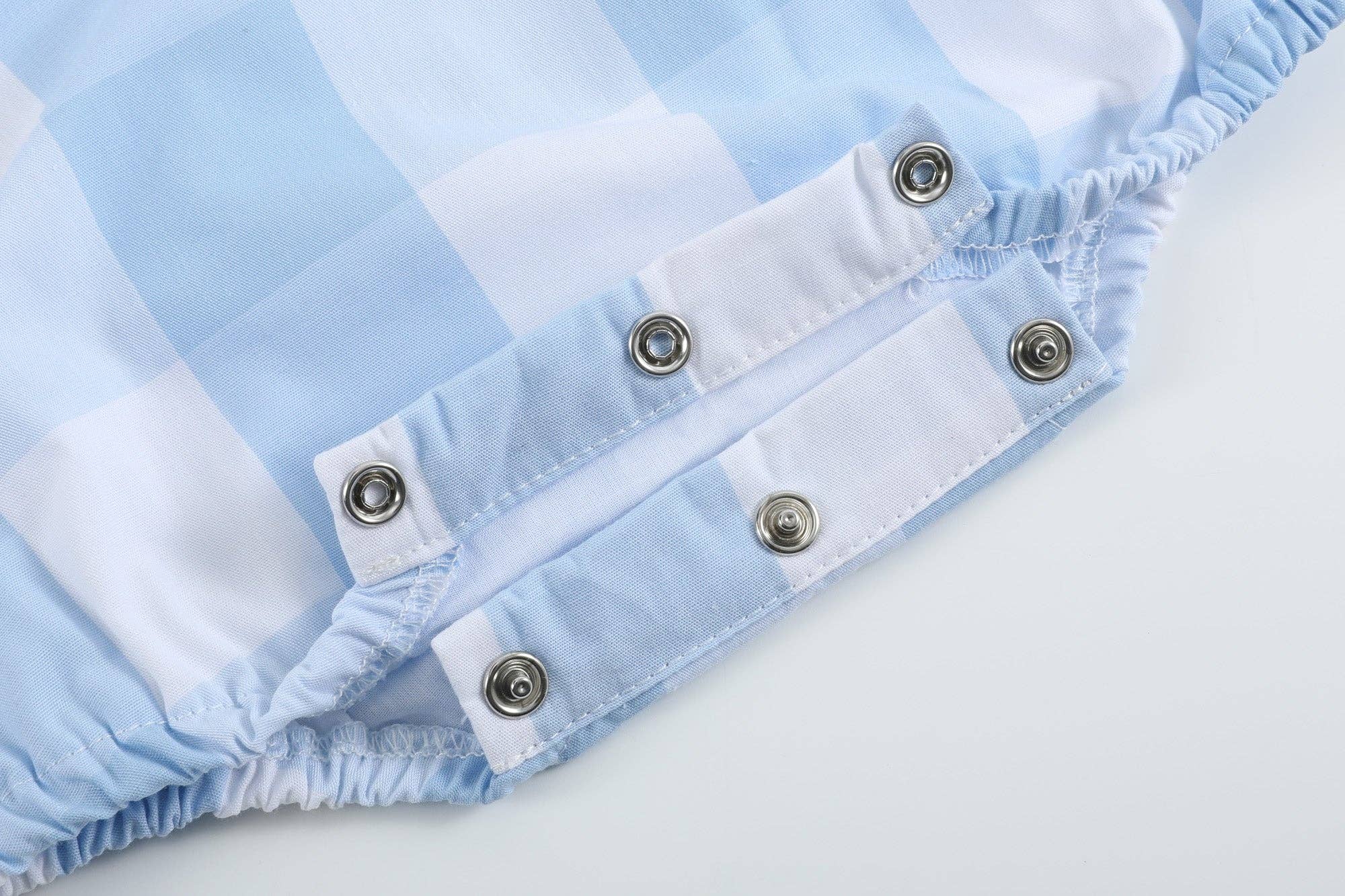 Large Blue Check Bubble Romper