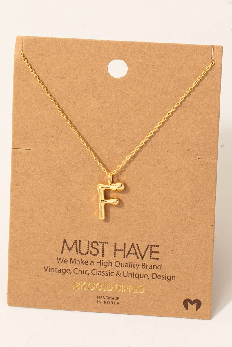 Gold Dipped Bubble Letter Pendant Necklace
