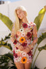 ST3892 3d Floral Applique Mesh Top