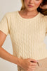 SHORT SLEEVE CABLE SWEATER TOP