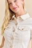 Button-Up Mini Denim Dress Featuring Gold Accent Buttons