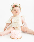 Ruffle flutter ivory tulle romper