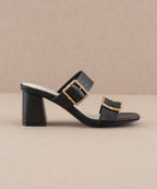 The Havana Black | Bamboo Buckle Heel
