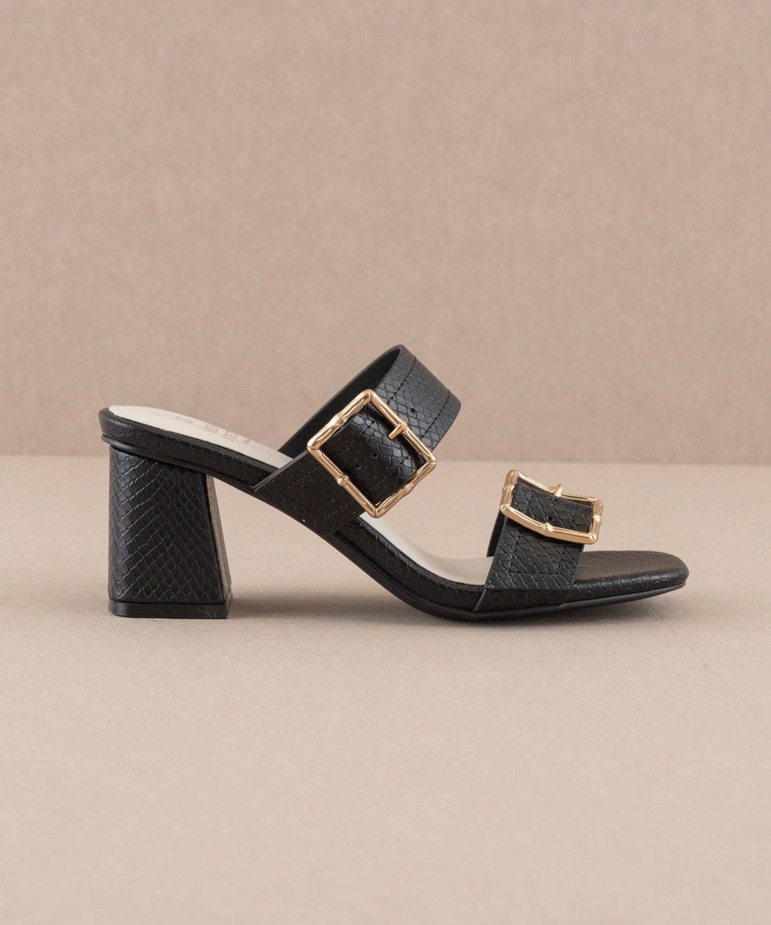 The Havana Black | Bamboo Buckle Heel