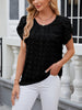 Jacquard Round Neck Short Sleeved Solid Color Chiffon Shirt