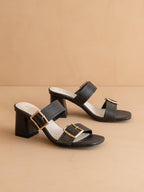 The Havana Black | Bamboo Buckle Heel