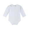 White Collared Unisex Long Sleeve Bodysuit Romper