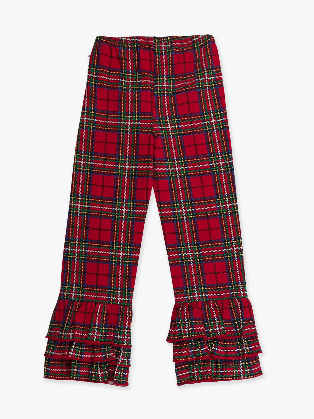 Girls Red Nicholas Plaid Ruffle Flare Pants