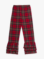 Girls Red Nicholas Plaid Ruffle Flare Pants