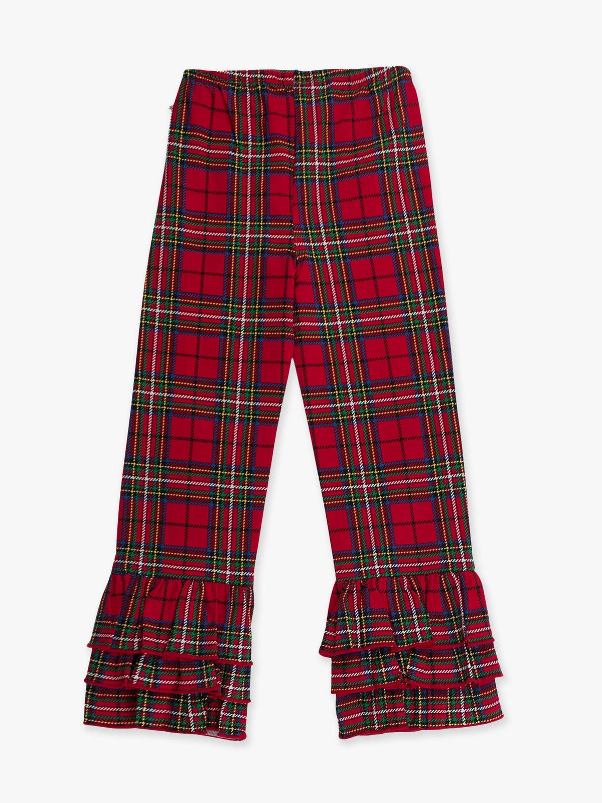 Girls Red Nicholas Plaid Ruffle Flare Pants